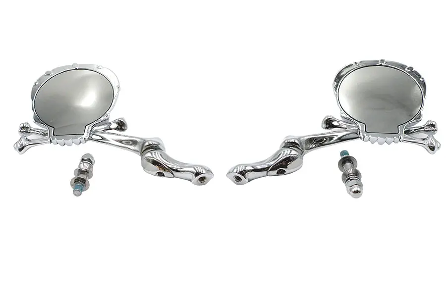 Skull Mirror Set With Bone Stem - V-Twin Mfg. 1
