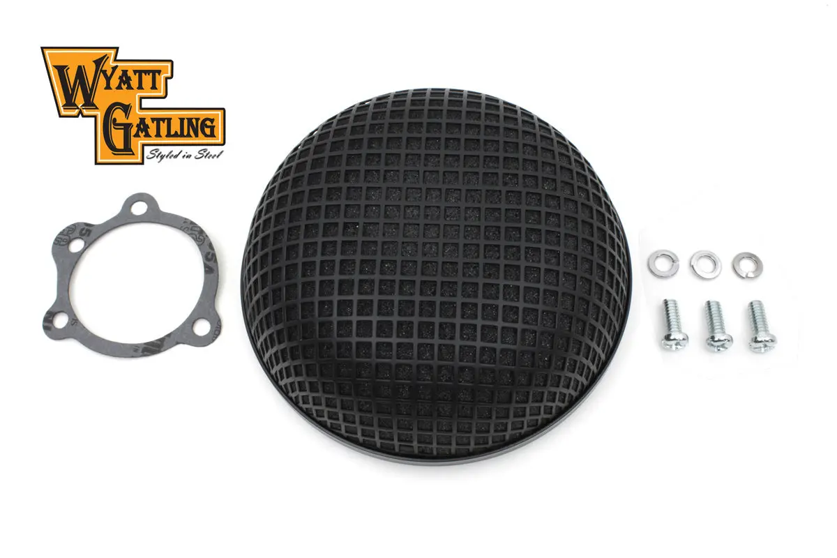 Wyatt Gatling Black Round Mesh Air Cleaner - V-Twin Mfg. 1