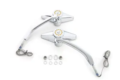 Diamond Shape Mirror Set With Billet Stems - V-Twin Mfg. 1