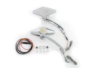 Diamond Shape Mirror Set With Billet Stems - V-Twin Mfg. 1