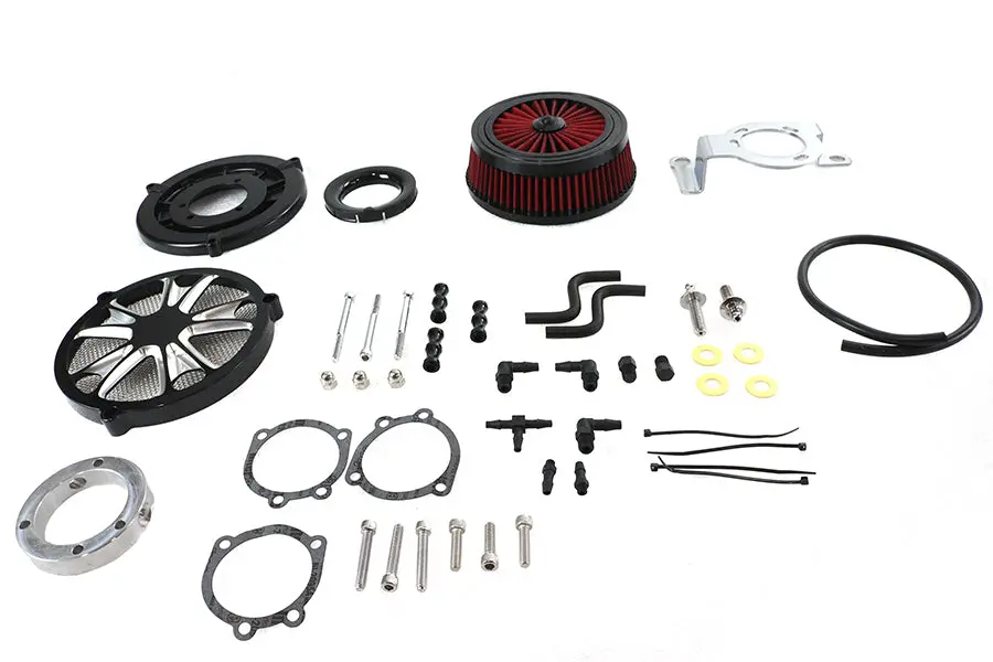 Extreme Billet Air Cleaner Kit Luxe Style Black - V-Twin Mfg. 1
