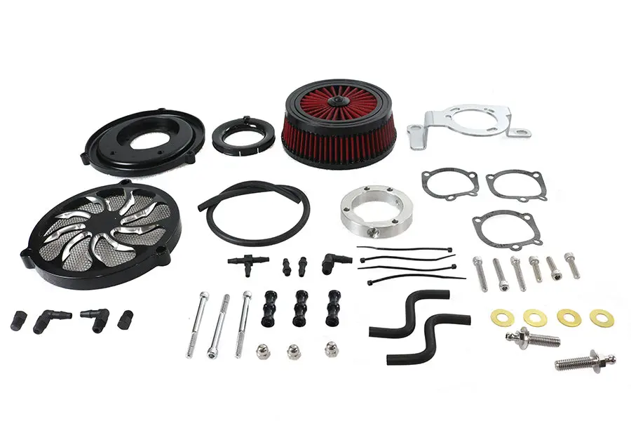 Extreme Billet Air Cleaner Kit Torque Style Black - V-Twin Mfg. 1