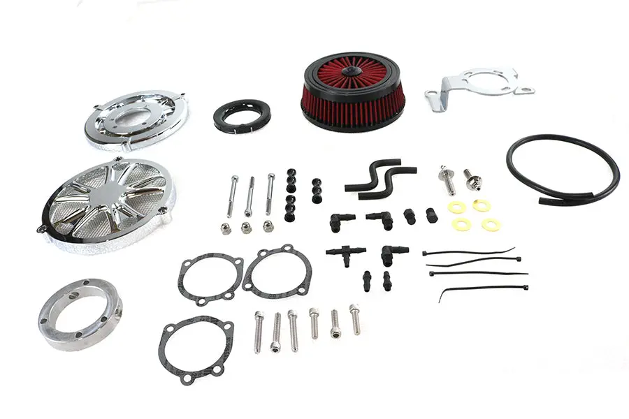 Extreme Billet Air Cleaner Kit Luxe Style Chrome - V-Twin Mfg. 1