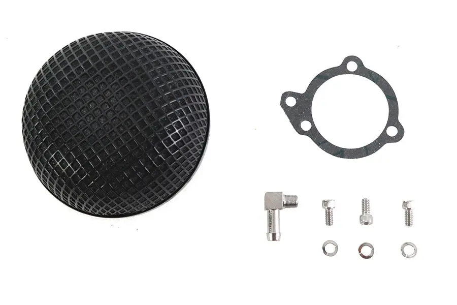 Wyatt Gatling Round Mesh Air Cleaner Black - V-Twin Mfg. 1