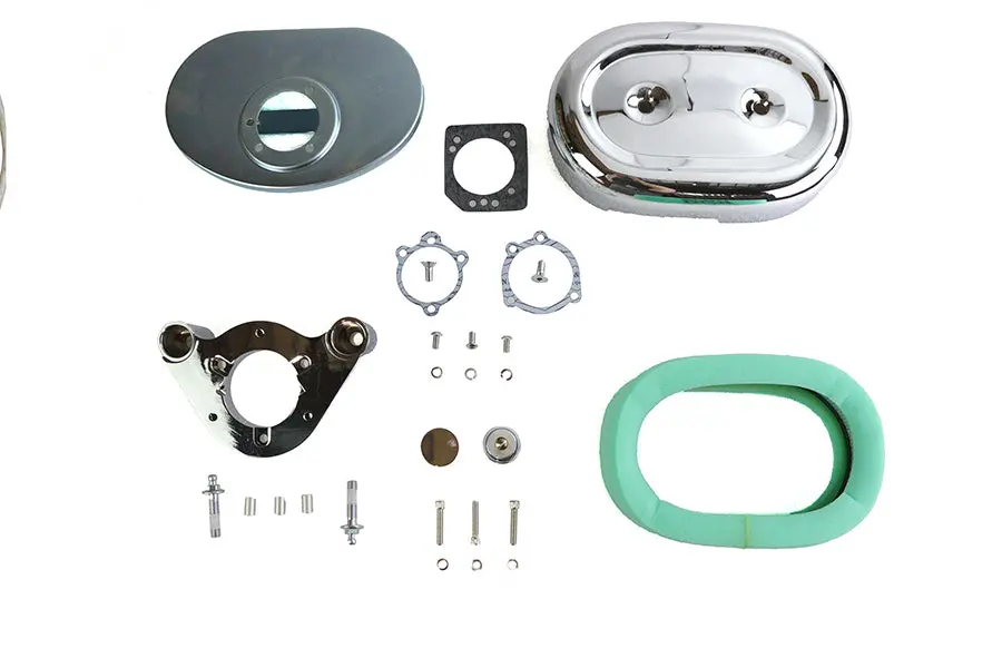 Retro Oval Air Cleaner Assembly Chrome - V-Twin Mfg. 1