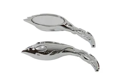 Flame Mirror Set Chrome - V-Twin Mfg. 1
