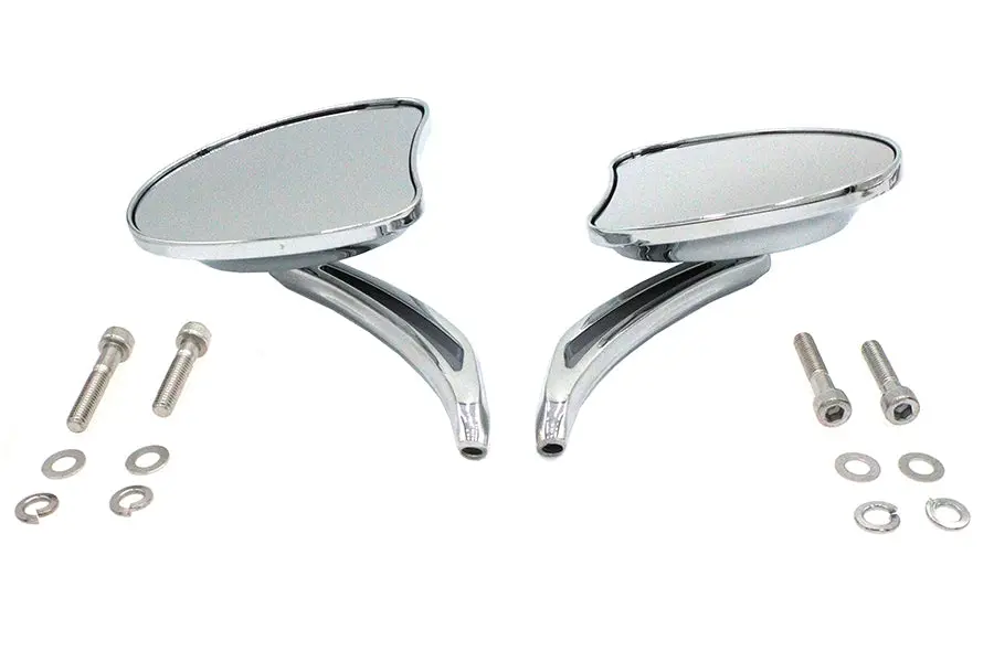 Mini Tapered Mirror Set With Short Slotted Stem - V-Twin Mfg. 1