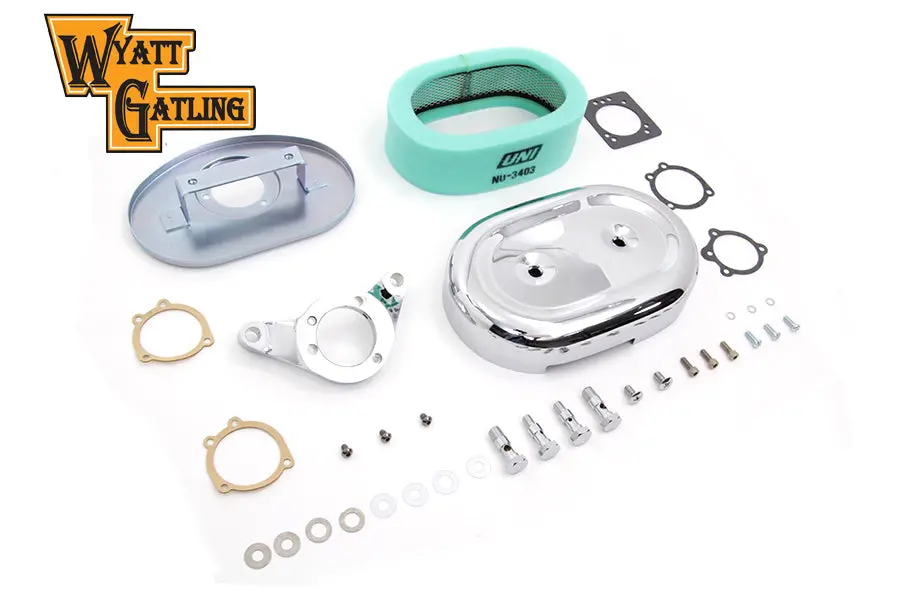 Chrome Wyatt Gatling Air Cleaner Assembly - V-Twin Mfg. 1