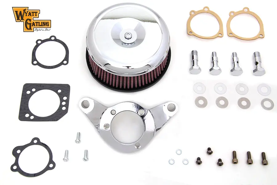 Chrome Wyatt Gatling Air Cleaner Assembly - V-Twin Mfg. 1