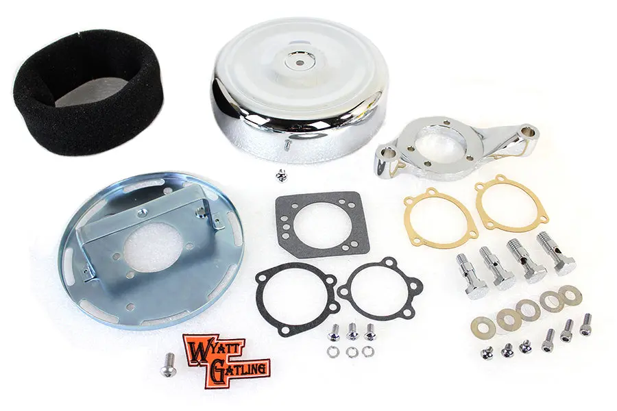 8 Inch Round Air Cleaner Assembly Chrome - V-Twin Mfg. 1