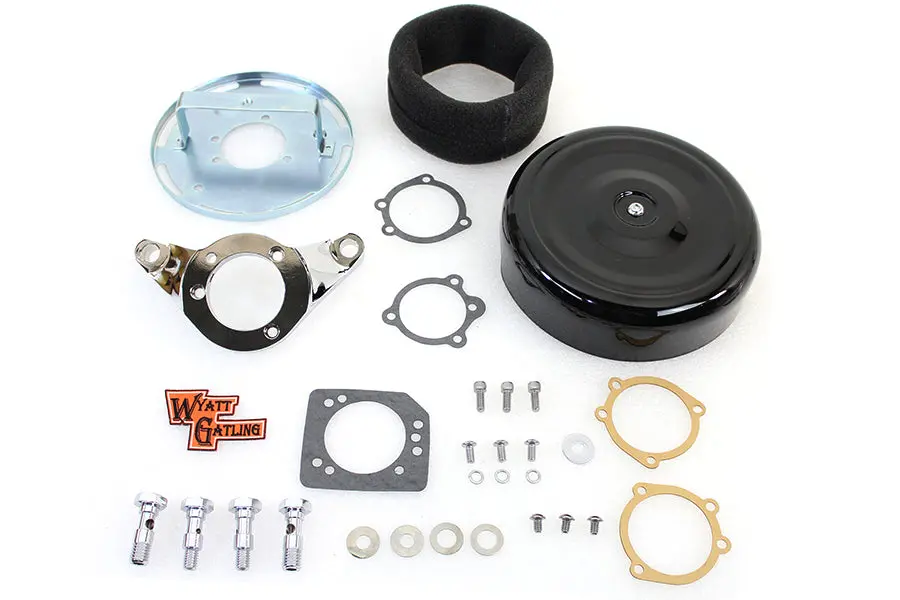 8 Inch Round Air Cleaner Assembly Black - V-Twin Mfg. 1