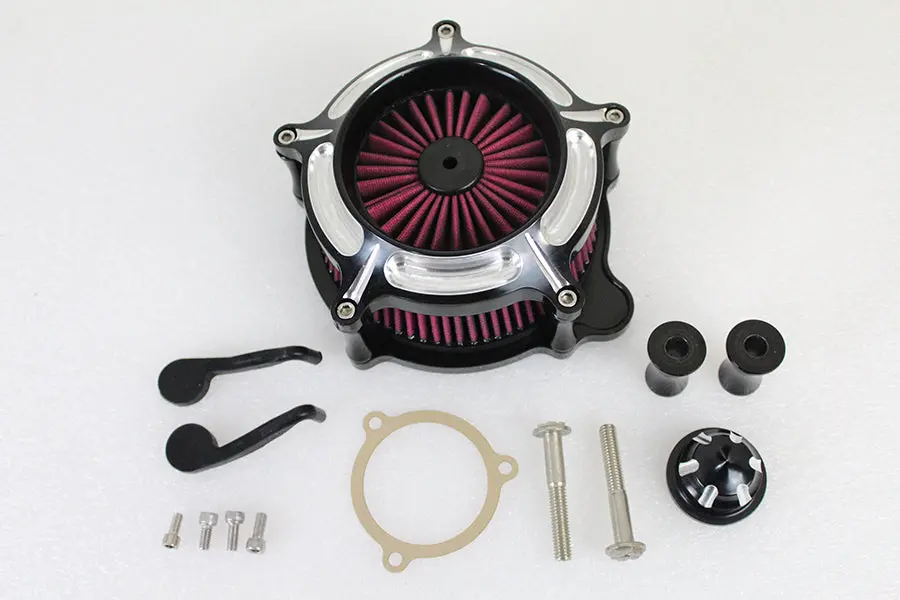Exposed Filter Air Cleaner Kit Black - V-Twin Mfg. 1