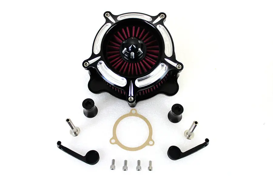 Exposed Filter Air Cleaner Kit Black - V-Twin Mfg. 1