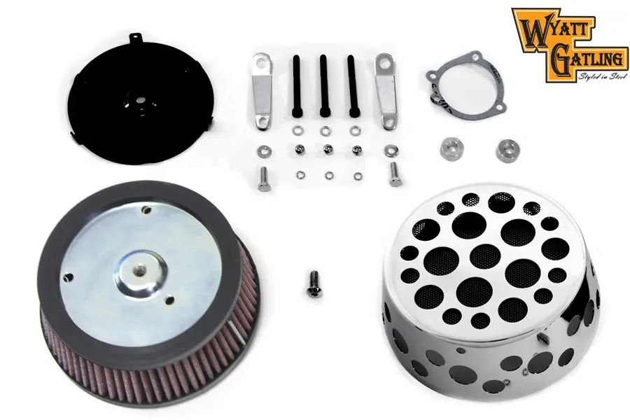 Swiss Cheese Air Cleaner Kit Chrome - V-Twin Mfg. 1