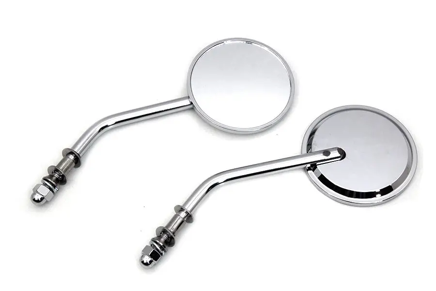 Mini Round Mirror Set Chrome - V-Twin Mfg. 1