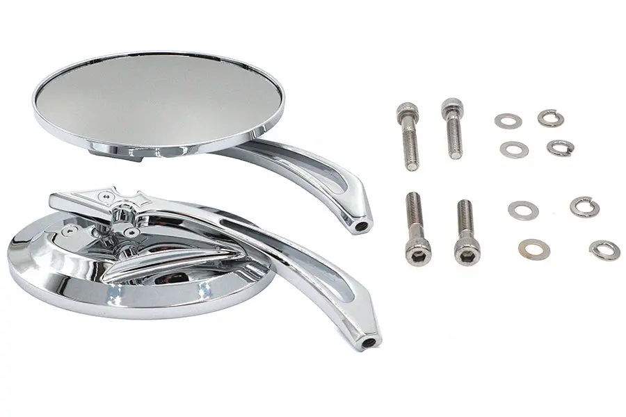 Oval Mirror Set With Billet Spear Stem - V-Twin Mfg. 1