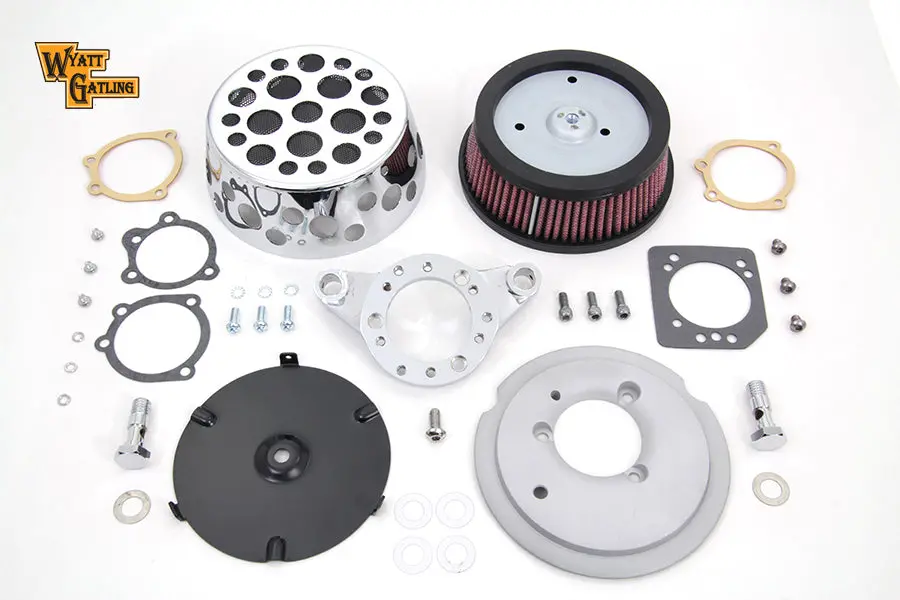 Chrome Wyatt Gatling Air Cleaner Assembly - V-Twin Mfg. 1