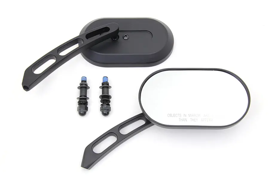 Oblong Mirror Set Black Billet - V-Twin Mfg. 1