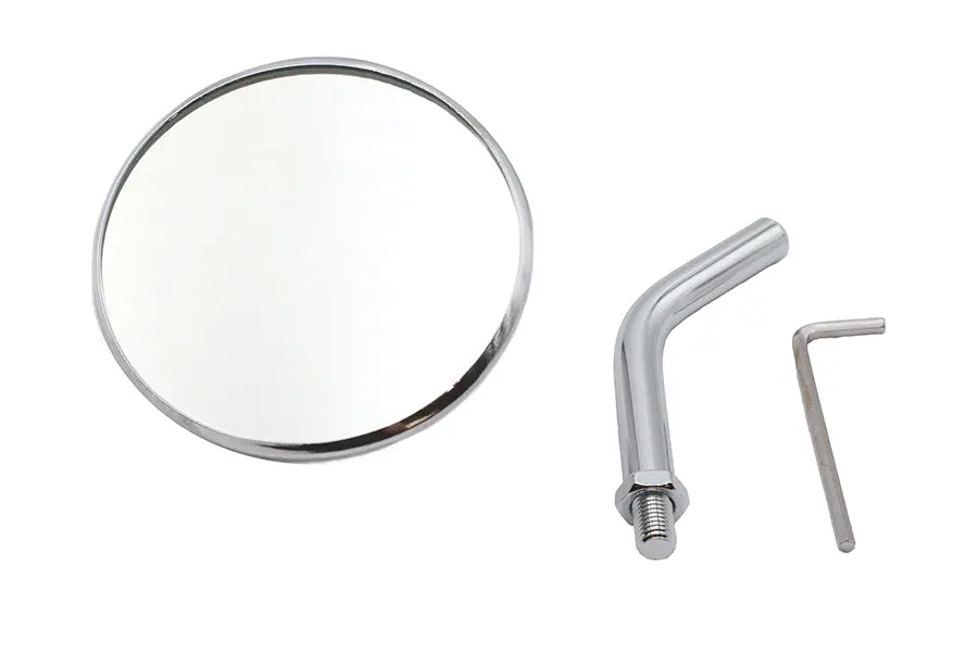 3 Inch Round Mini Mirror Top Triple Tree Mount Chrome - V-Twin Mfg. 1