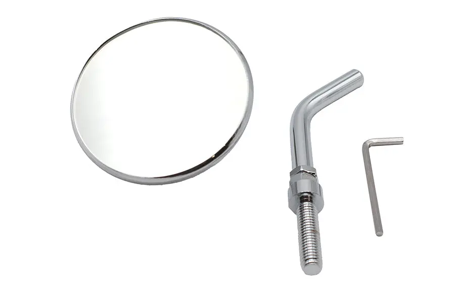 3 Inch Round Mini Mirror Top Triple Tree Mount Chrome - V-Twin Mfg. 1