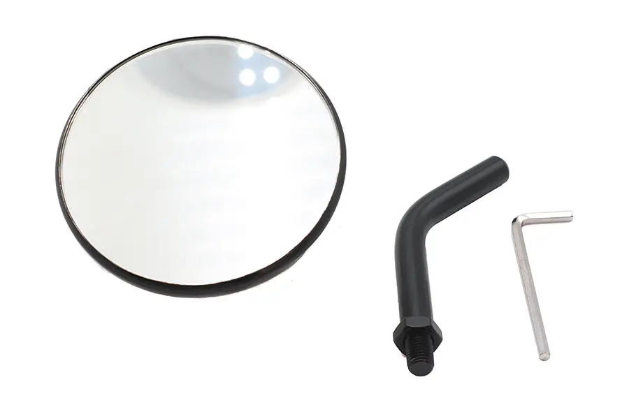3 Inch Round Mini Mirror Top Triple Tree Mount Black - V-Twin Mfg. 1