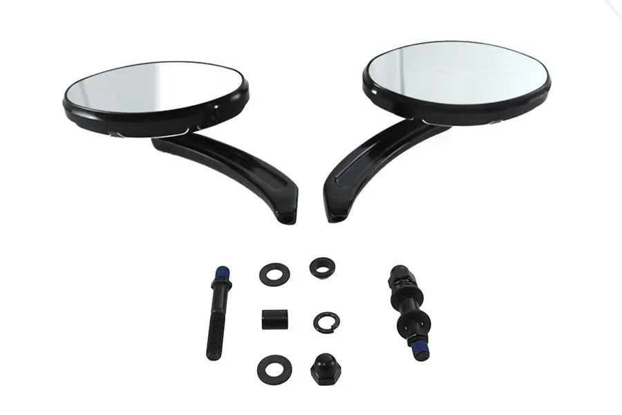 Wyatt Gatling Oblong Mirror Set Black - V-Twin Mfg. 1