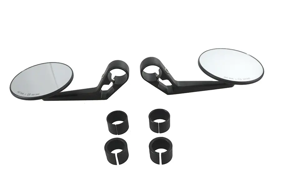 Wyatt Gatling Round Mirror Set Black - V-Twin Mfg. 1