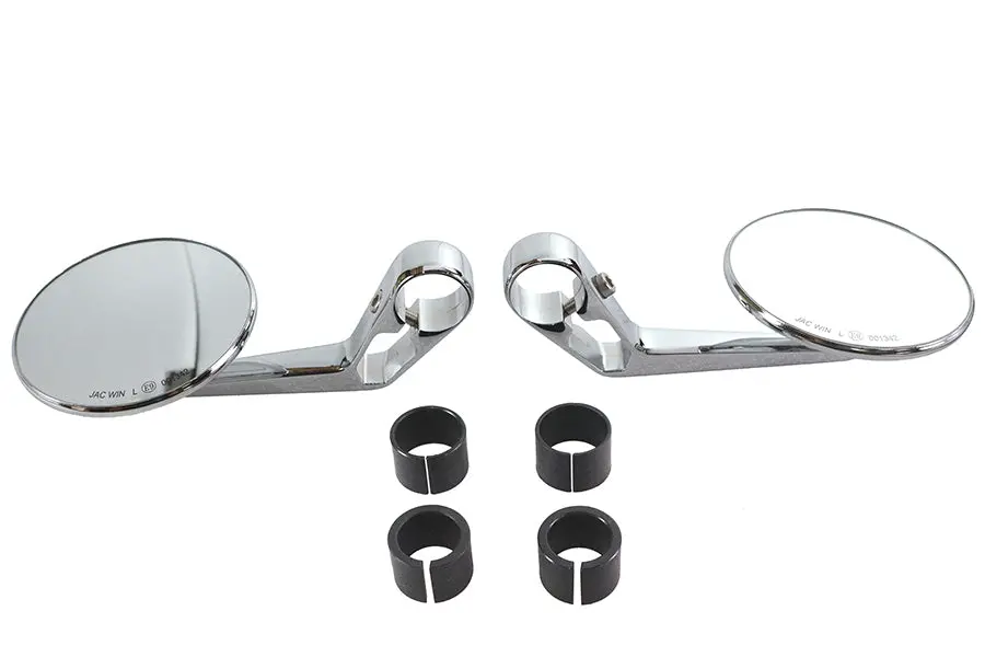 Wyatt Gatling Round Mirror Set Chrome - V-Twin Mfg. 1