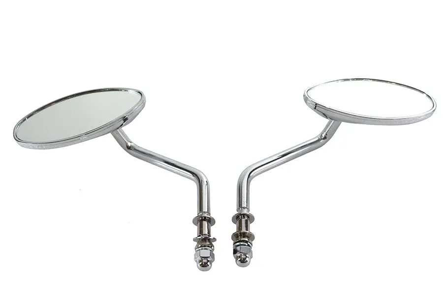 Wyatt Gatling Oval Mirror Set Chrome - V-Twin Mfg. 1