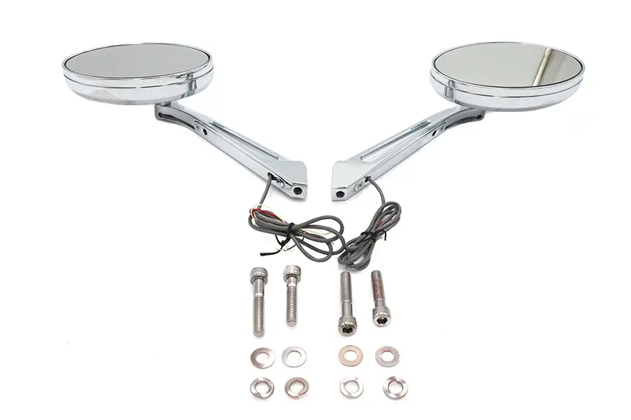 Ellipse Mirror Set With Led Turn Signal - V-Twin Mfg. 1