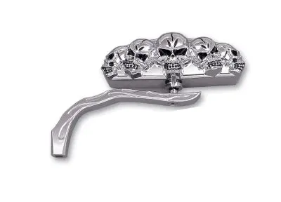 Chrome 5 Skull Mirror With Billet Worm Stem - V-Twin Mfg. 1