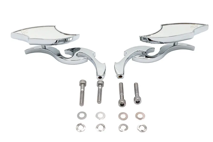Lucifer Mirror Set Billet With Scroll Stem - V-Twin Mfg. 1