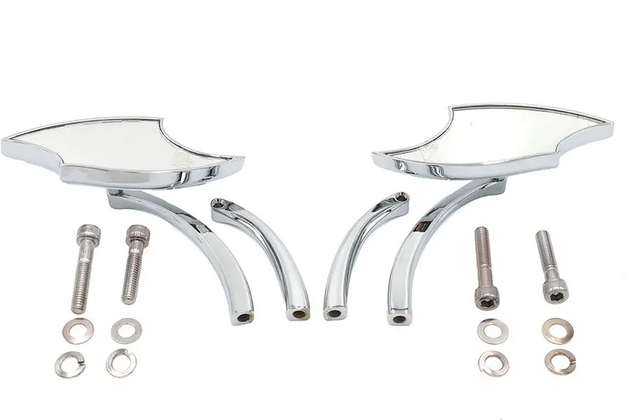 Lucifer Mirror Set Billet With Curve Stem - V-Twin Mfg. 1