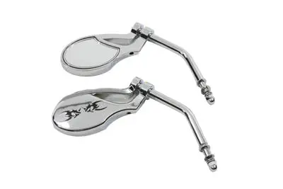 Oval Mirror Set Chrome - V-Twin Mfg. 1