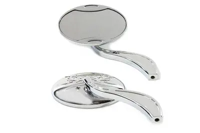 Oval Mirror Set Chrome - V-Twin Mfg. 1