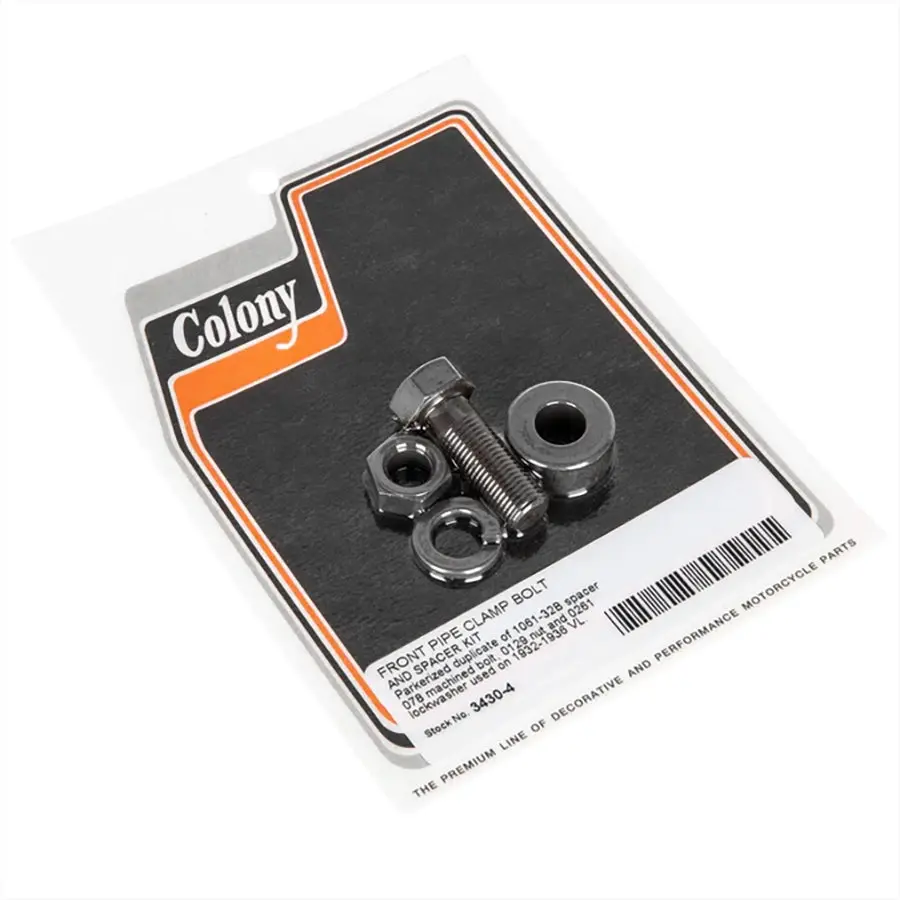 Front Pipe Clamp Bolt And Spacer Kit Parkerized - V-Twin Mfg. 1