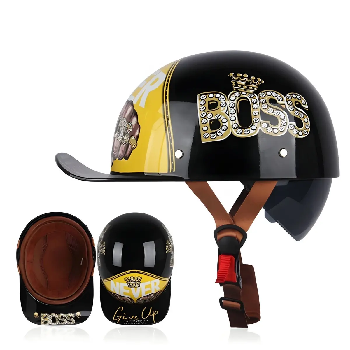 Boss Vintage Half Motorcycle Helmet 1