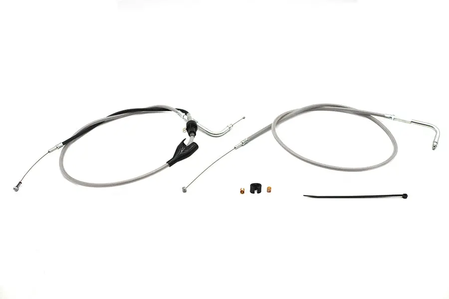 43 Inch Stainless Steel Throttle And Idle Cable Set Clear Co - V-Twin Mfg. 1