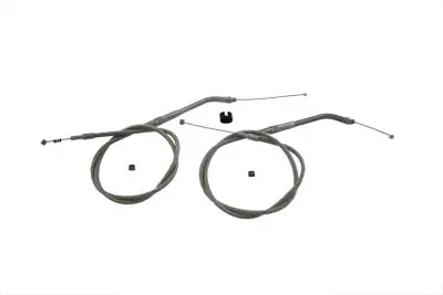 33.66 Inch Stainless Steel Throttle And Idle Cable Set - V-Twin Mfg. 1