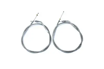Stainless Steel Throttle And Idle Cable Set With 42 Inch Cas - V-Twin Mfg. 1