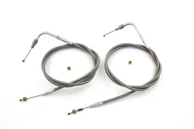 42 Inch Stainless Steel Throttle And Idle Cable Set - V-Twin Mfg. 1