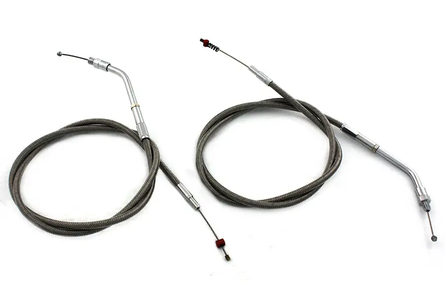 Stainless Steel Throttle And Idle Cable Set - V-Twin Mfg. 1