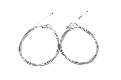 43.875 Inch Stainless Steel Throttle And Idle Cable Set - V-Twin Mfg. 1