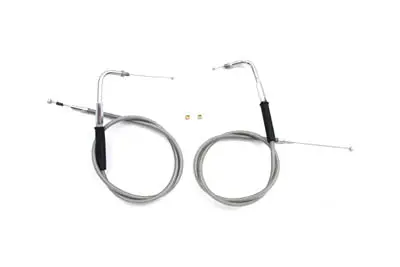 34 Inch Stainless Steel Throttle And Idle Cable Set - V-Twin Mfg. 1