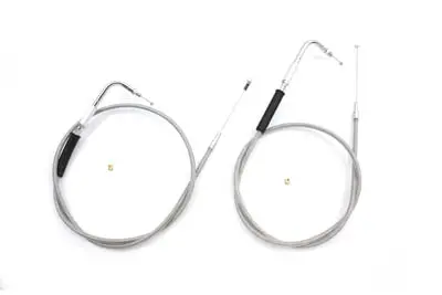 41-1/2 Inch Stainless Steel Throttle And Idle Cable Set - V-Twin Mfg. 1