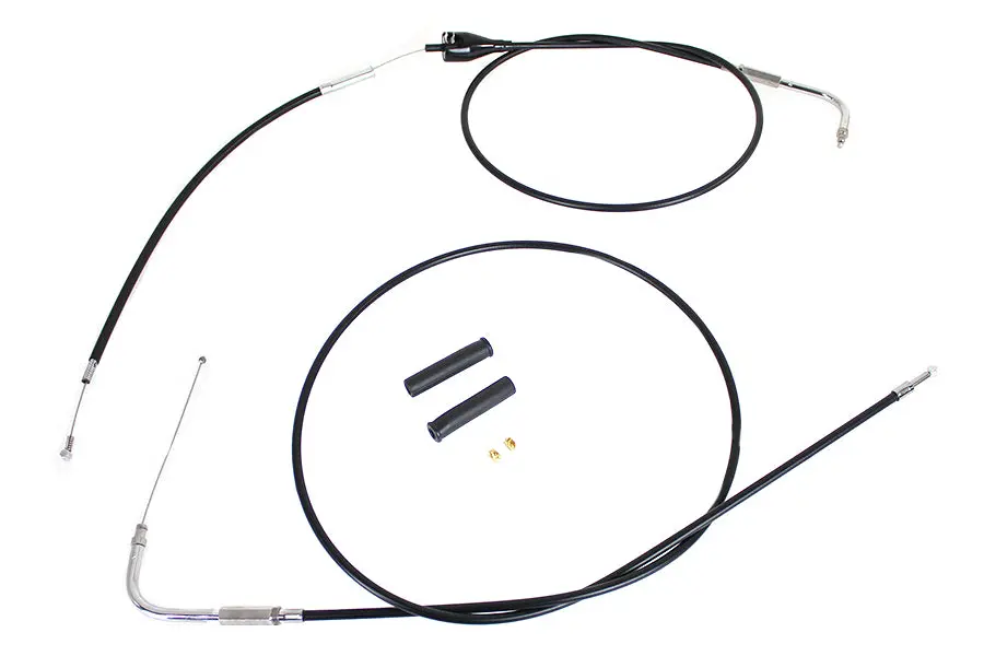 Stainless Steel Throttle And Idle Cable Set Black Coat +8 In - V-Twin Mfg. 1
