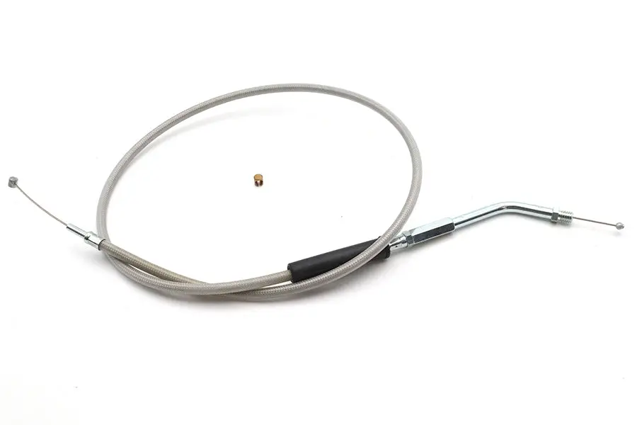 Braided Stainless Steel Throttle Cable With 36.375 Inch Casi - V-Twin Mfg. 1