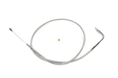34.875 Inch Braided Stainless Steel Idle Cable - V-Twin Mfg. 1