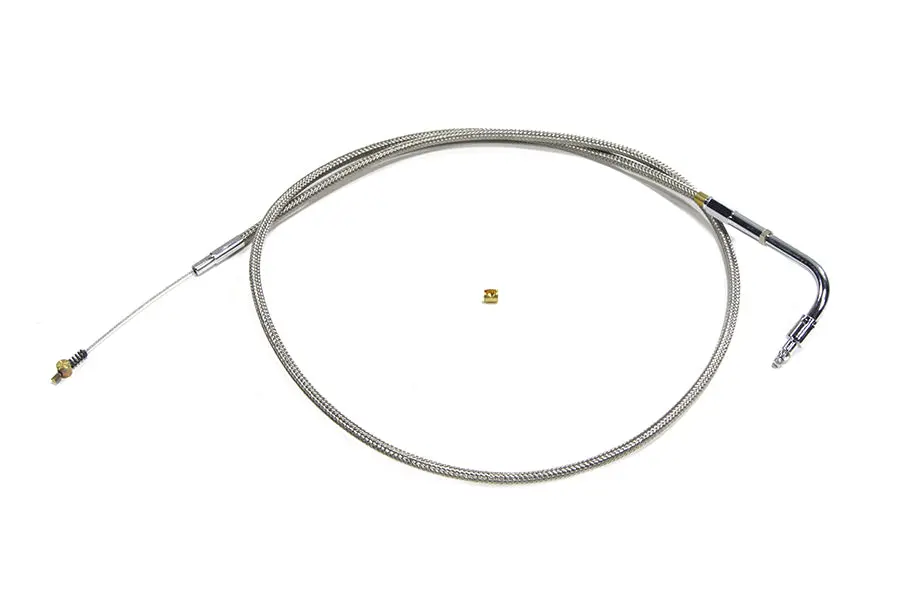 Braided Stainless Steel Idle Cable With 38.125 Inch Casing - V-Twin Mfg. 1