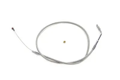 Braided Stainless Steel Idle Cable With 32.25 Inch Casing - V-Twin Mfg. 1